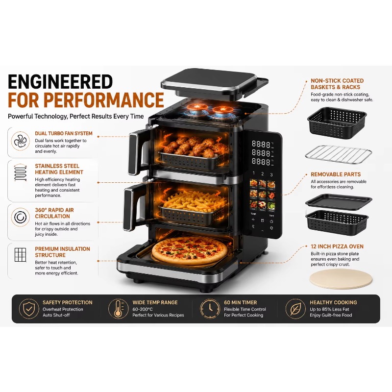 Electric Air Fryer, Pizza Baki - Air Fryer recension och pris